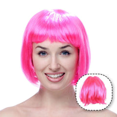 Peruca Cosplay, Kaveny, Tunsoare Bob cu Breton, pentru Carnaval, Halloween, Petreceri Tematice, din PET, Marime Universala, Roz Deschis