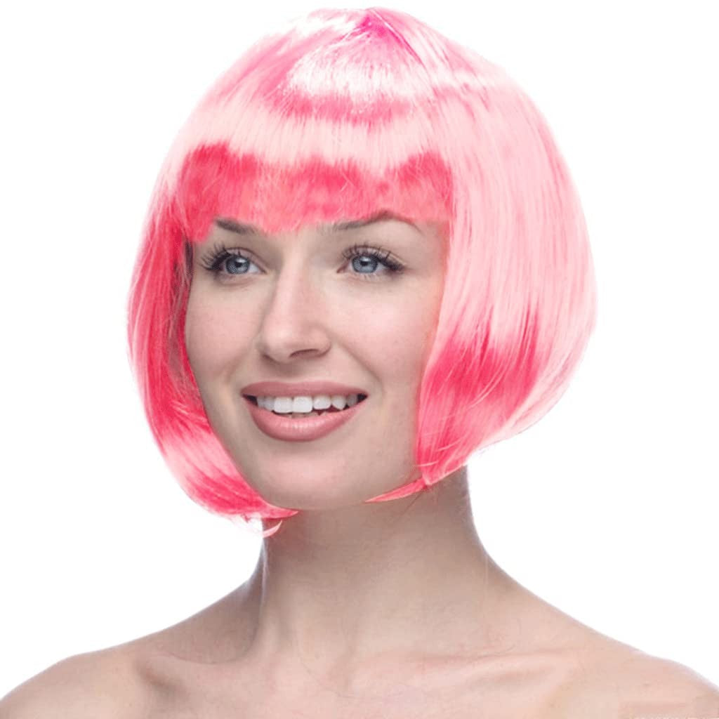 Peruca Cosplay, Kaveny, Tunsoare Bob cu Breton, pentru Carnaval, Halloween, Petreceri Tematice, din PET, Marime Universala, Roz Deschis