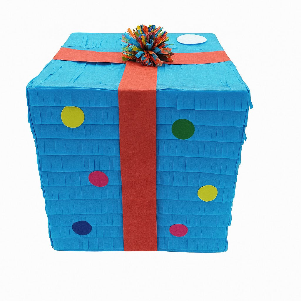 Pinata Cutie Cadou pentru Petrecere, Kaveny, din Hartie si Carton, Pinata pentru Petreceri, 25 x 23 x 23 cm, Albastru deschis