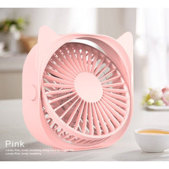Mini ventilator pentru birou cu usb, Kaveny, rotire 360 grade, 3 viteze, 13.5 x 12,8 cm, Roz