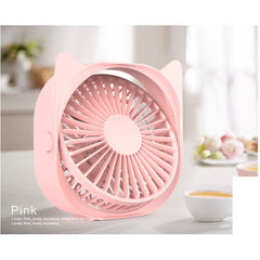 Mini ventilator pentru birou cu usb, Kaveny, rotire 360 grade, 3 viteze, 13.5 x 12,8 cm, Roz
