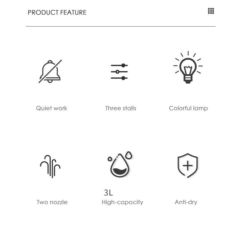 Umidificator cu duza dubla, Kaveny, de capacitate mare 3L, roz