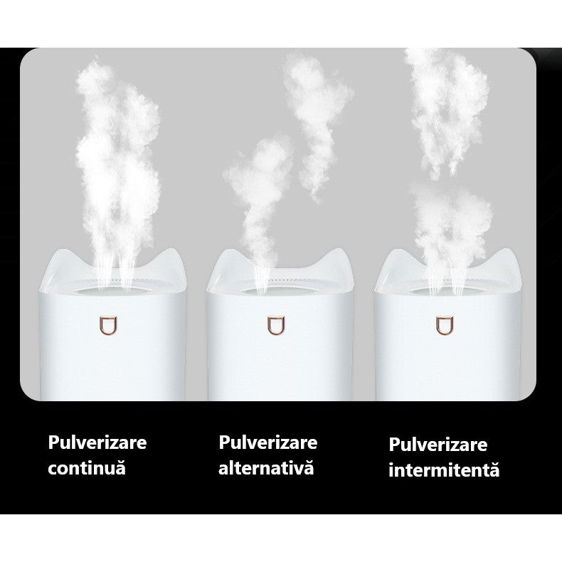 Umidificator cu duza dubla, Kaveny, de capacitate mare 3L, roz