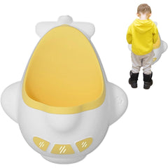 Pisoar pentru Baieti, Kadeny, 0-8 Ani, in Forma de Avion, Perie Inclusa, Montare pe Perete, Carlig Autoadeziv Inclus, 29 x 33.5 cm, Alb/Galben