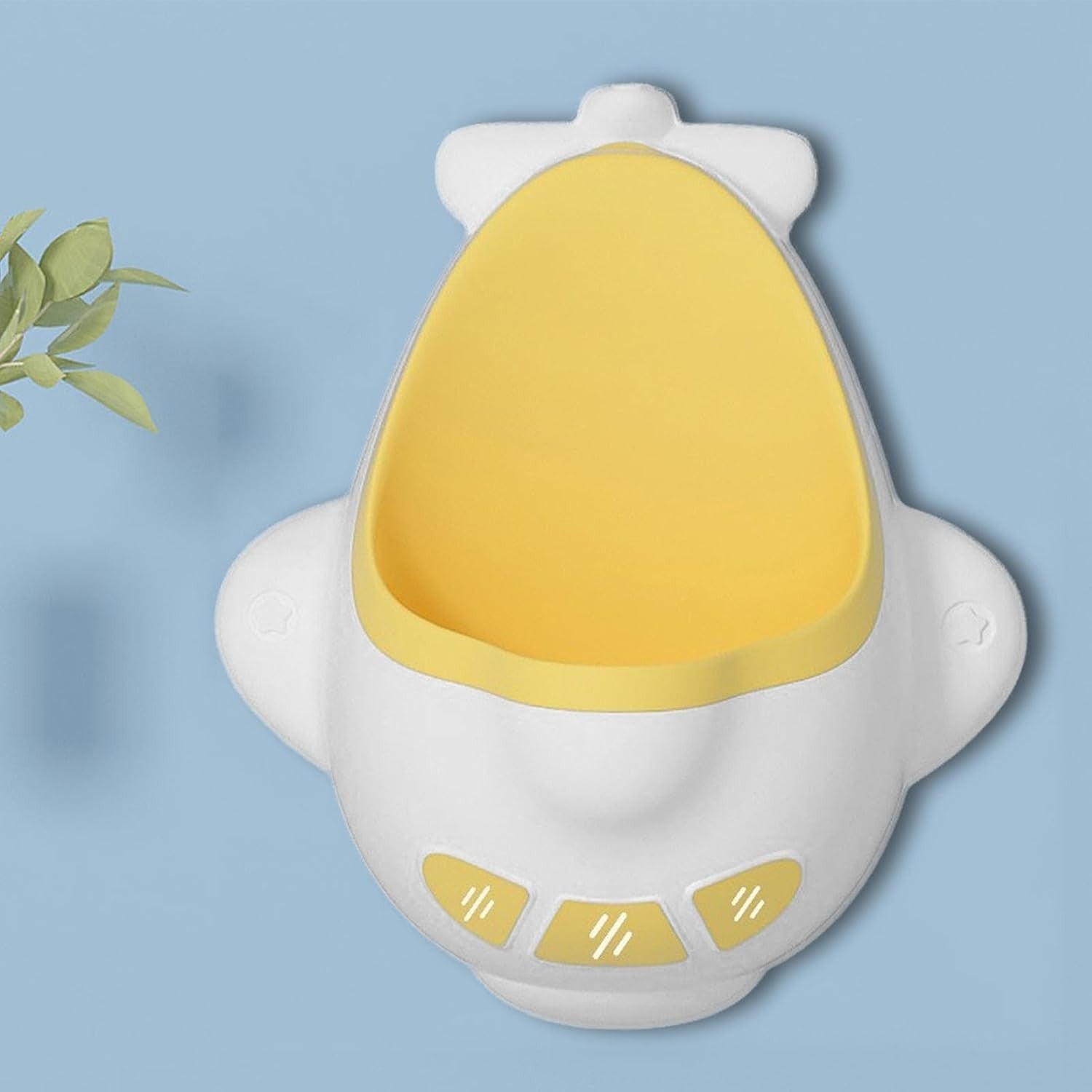 Pisoar pentru Baieti, Kadeny, 0-8 Ani, in Forma de Avion, Perie Inclusa, Montare pe Perete, Carlig Autoadeziv Inclus, 29 x 33.5 cm, Alb/Galben