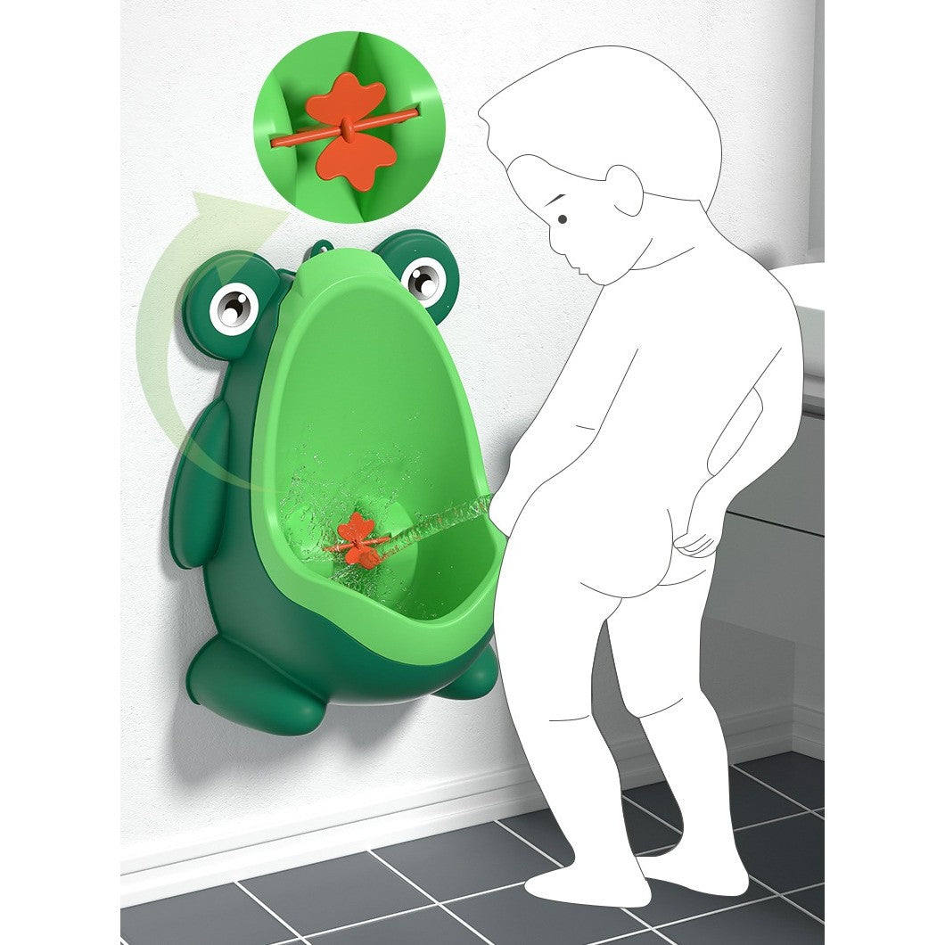 Pisoar pentru Baieti, Kadeny, 0-8 Ani, in Forma de Broasca, Perie Inclusa, Montare pe Perete, Carlig Autoadeziv Inclus, 29 x 22.5 cm, Verde