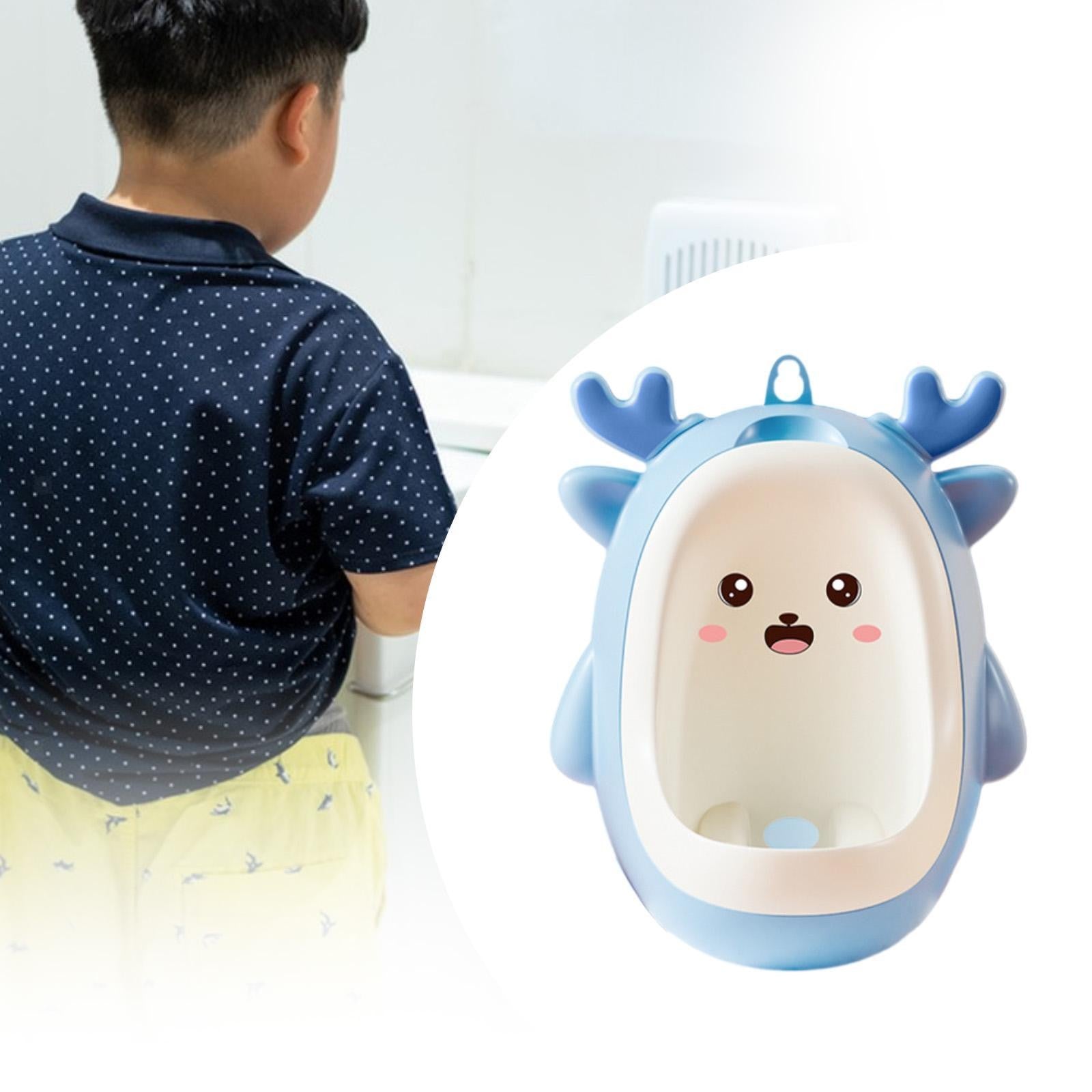 Pisoar pentru Baieti, Kadeny, 0-8 Ani, in Forma de Cerb, Perie Inclusa, Montare pe Perete, Carlig Autoadeziv Inclus, 29.8 x 23.8 cm, Albastru