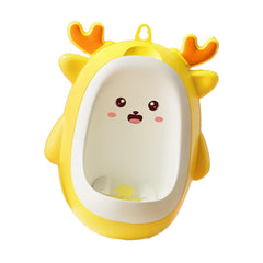 Pisoar pentru Baieti, Kadeny, 0-8 Ani, in Forma de Cerb, Perie Inclusa, Montare pe Perete, Carlig Autoadeziv Inclus, 29.8 x 23.8 cm, Galben