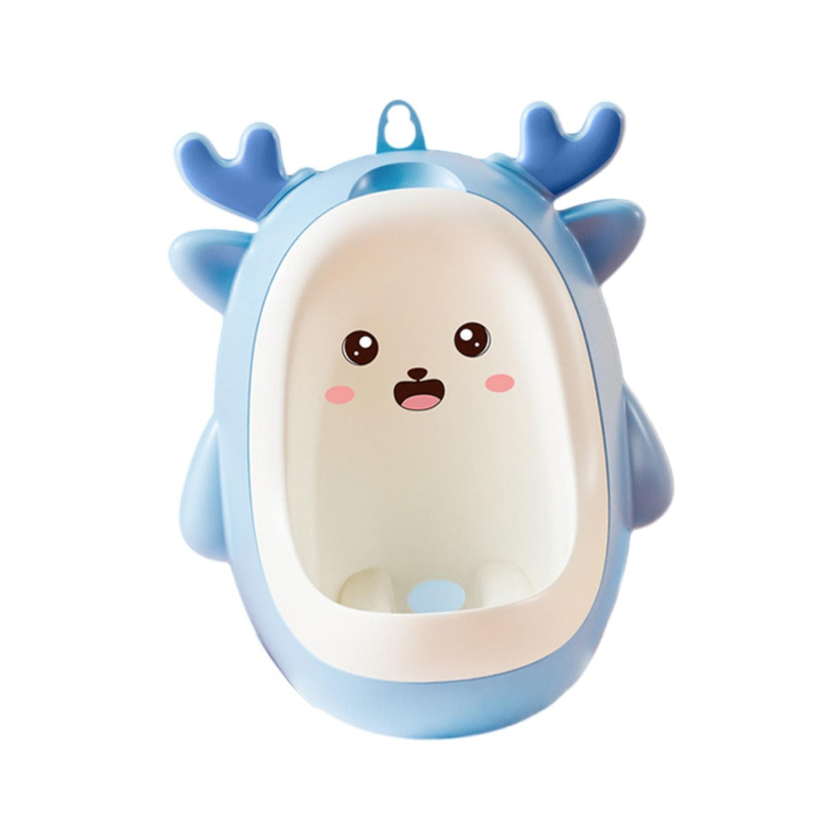 Pisoar pentru Baieti, Kadeny, 0-8 Ani, in Forma de Cerb, Perie Inclusa, Montare pe Perete, Carlig Autoadeziv Inclus, 29.8 x 23.8 cm, Albastru