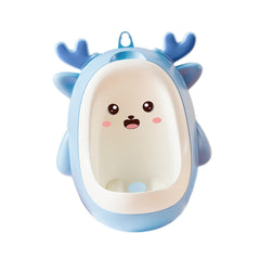 Pisoar pentru Baieti, Kadeny, 0-8 Ani, in Forma de Cerb, Perie Inclusa, Montare pe Perete, Carlig Autoadeziv Inclus, 29.8 x 23.8 cm, Albastru