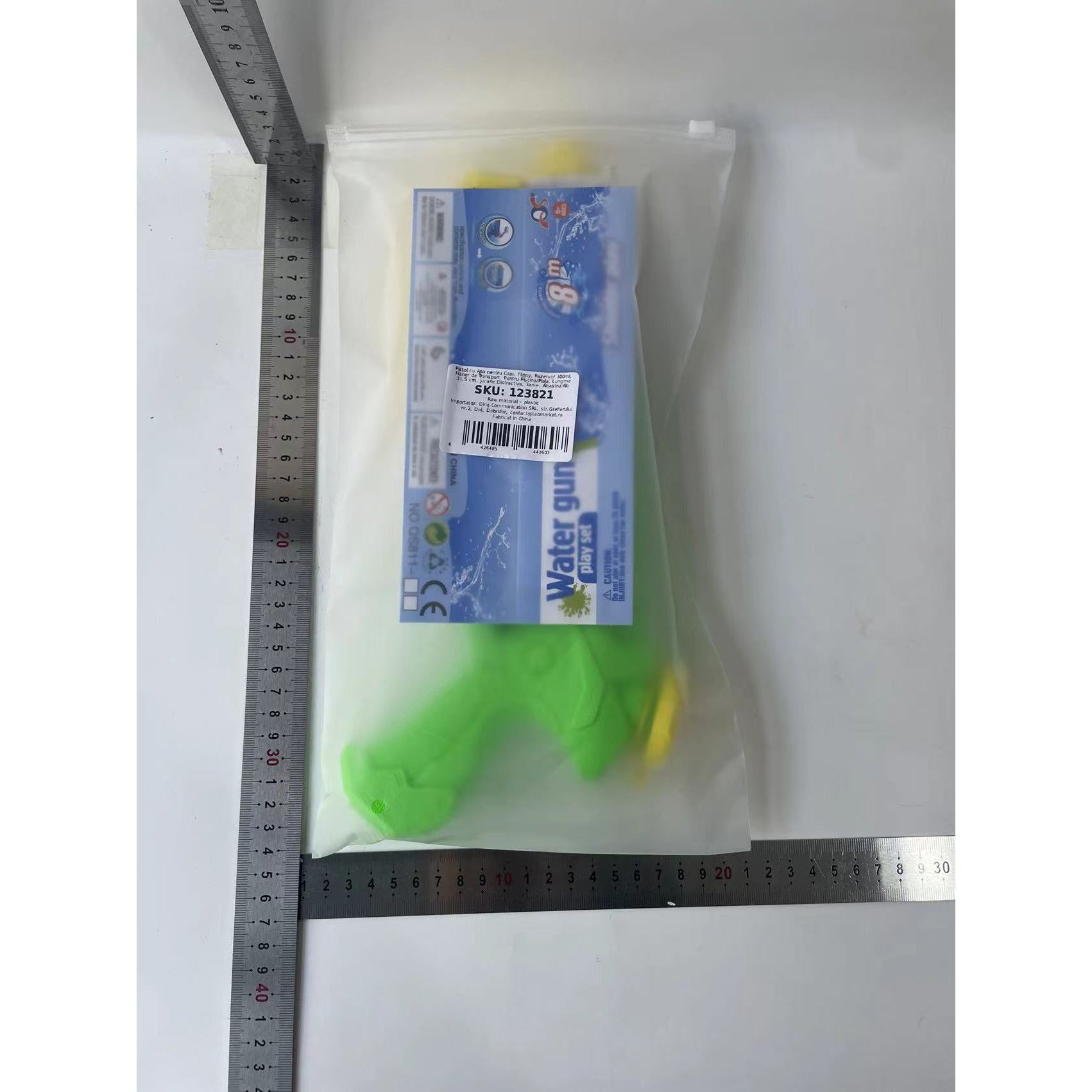 Pistol cu Apa pentru Copii, Kaveny, Rezervor 300ml, Maner de Transport, Pentru Piscina/Plaja, Lungime 31.5 cm, Jucarie Distractiva, 3ani+, Albastru/Alb