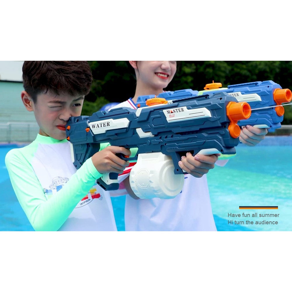 Pistol cu Apa pentru Copii, Rezervor 600ml, Kaveny, 14ani+, cu baterie 1200mAh, Electric Burst, Albastru/Alb, 1000ML