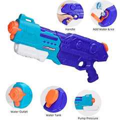 Pistol cu Apa pentru Copii, Rezervor de 1500 ml, Maner de transport, Pentru Piscina/Plaja, Kaveny, 3 ani+, Bleumarin, Lungime 44 cm