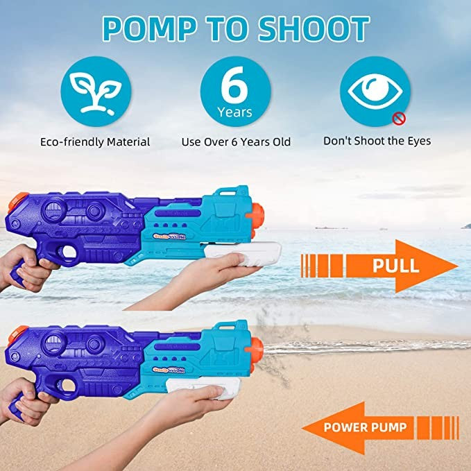 Pistol cu Apa pentru Copii, Rezervor de 1500 ml, Maner de transport, Pentru Piscina/Plaja, Kaveny, 3 ani+, Bleumarin, Lungime 44 cm