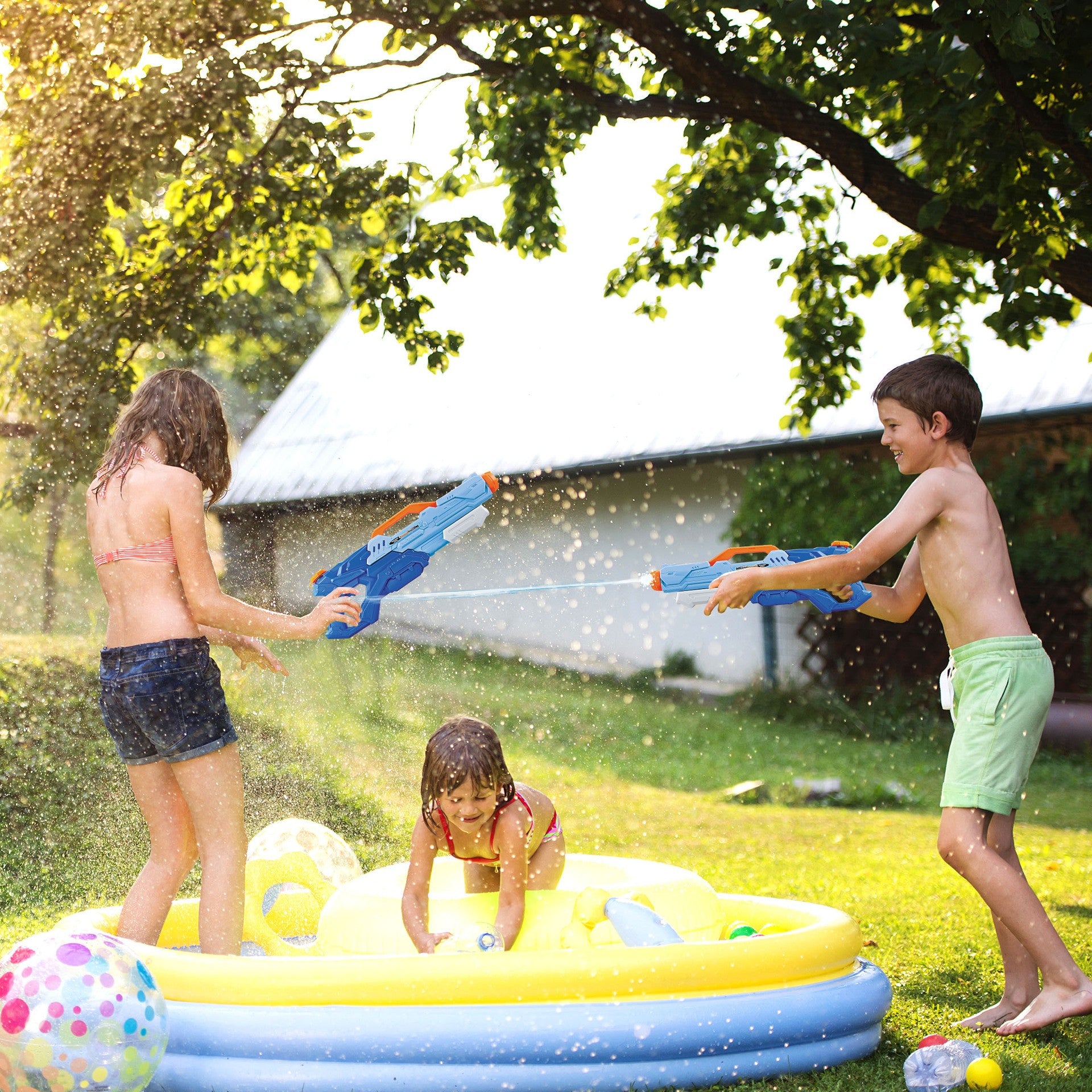 Pistol cu Apa pentru Copii, Rezervor, Pentru Piscina/Plaja, Kaveny, 6ani+, Albastru, 1500ML