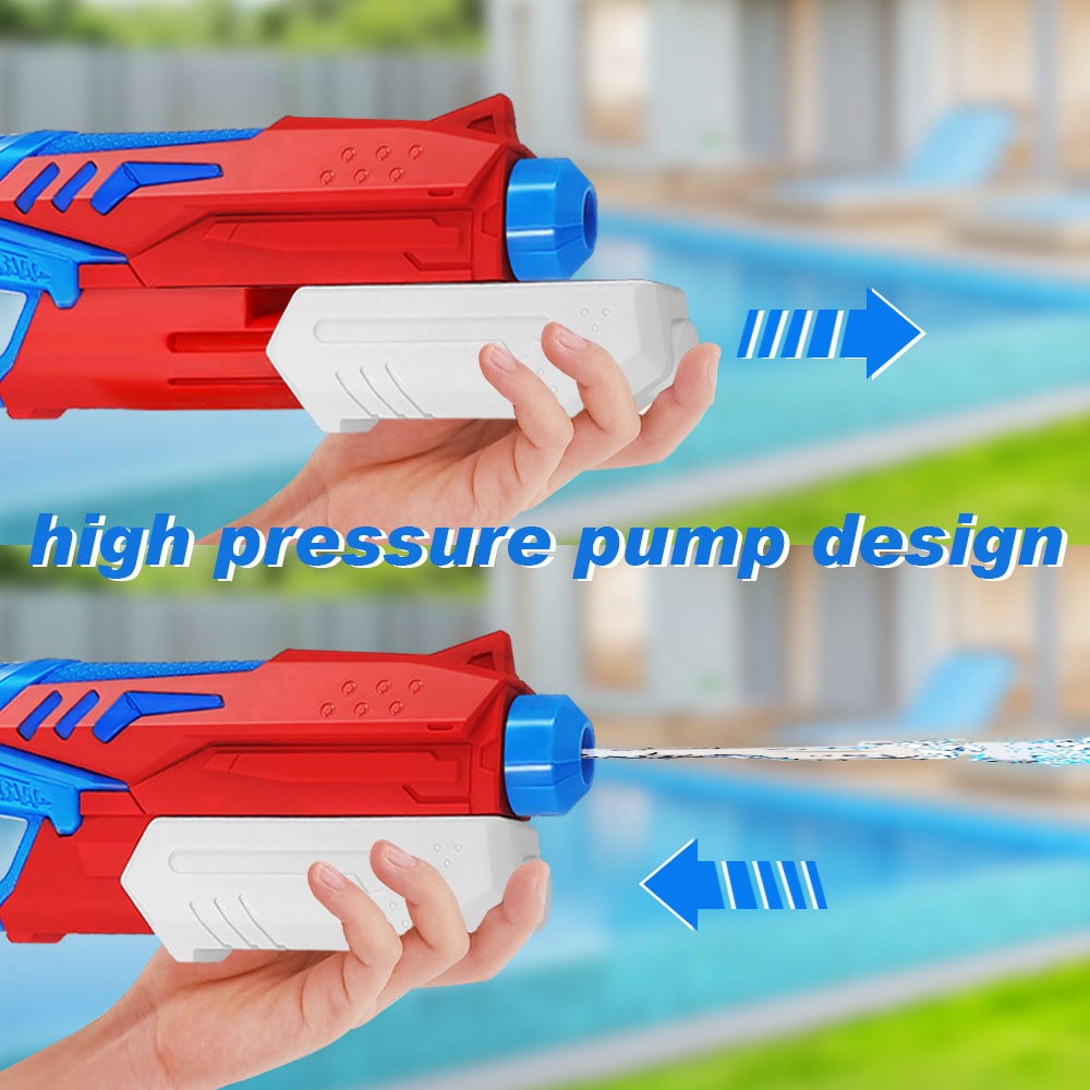 Pistol cu Apa pentru Copii, Rezervor, Pentru Piscina/Plaja, Kaveny, 6ani+,  Albastru deschis/Rosu, 300ML