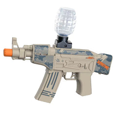 Mitraliera de jucarie electrica Kaveny cu bile de hidrogen de gel, gun bluster, tragere in rafala, varsta peste 6 ani, ochelari de protectie,  5000 de bile incluse, cablu de incarcare, 28x31 cm, AK47, crem