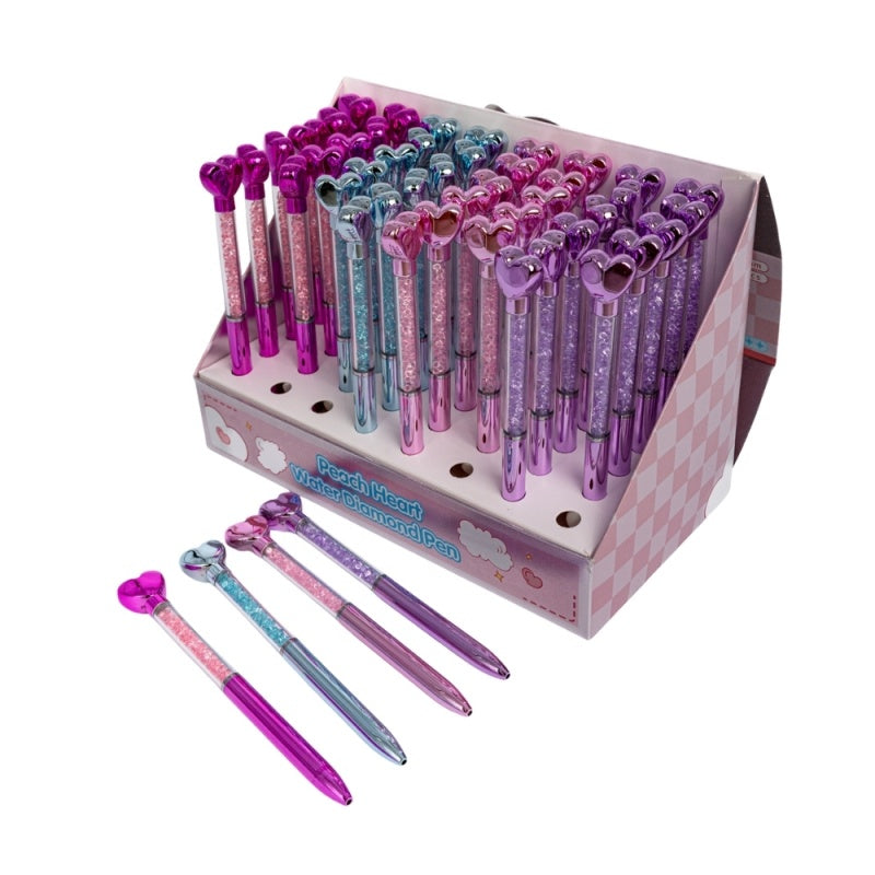 Pix cu bila CNX QQ-2634, model inima, 0.7mm, cu mecanism, corp plastic, diverse culori, albastru deschis