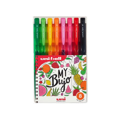 Pix cu gel Uni-ball Signo My Bujo UMN-155N, 0.7mm, cu mecanism, corp semitransparent in culoarea scrisului, set 8 culori