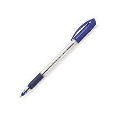 Pix cu bila Radius Tri Flex Grip, 1.0mm, cu capac, corp transparent, grip cauciucat, scris albastru