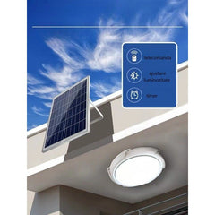 Plafoniera solara Kaveny, 100 W, diametru 240 MM, cu telecomanda, Lungime prelungitor: 4.6 m, alb rece