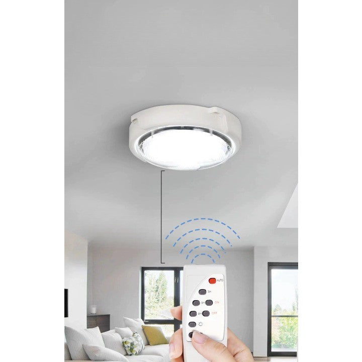 Plafoniera solara Kaveny, 30W, diametru 145MM, cu telecomanda, lungime prelungitor 4.6 m,  alb rece
