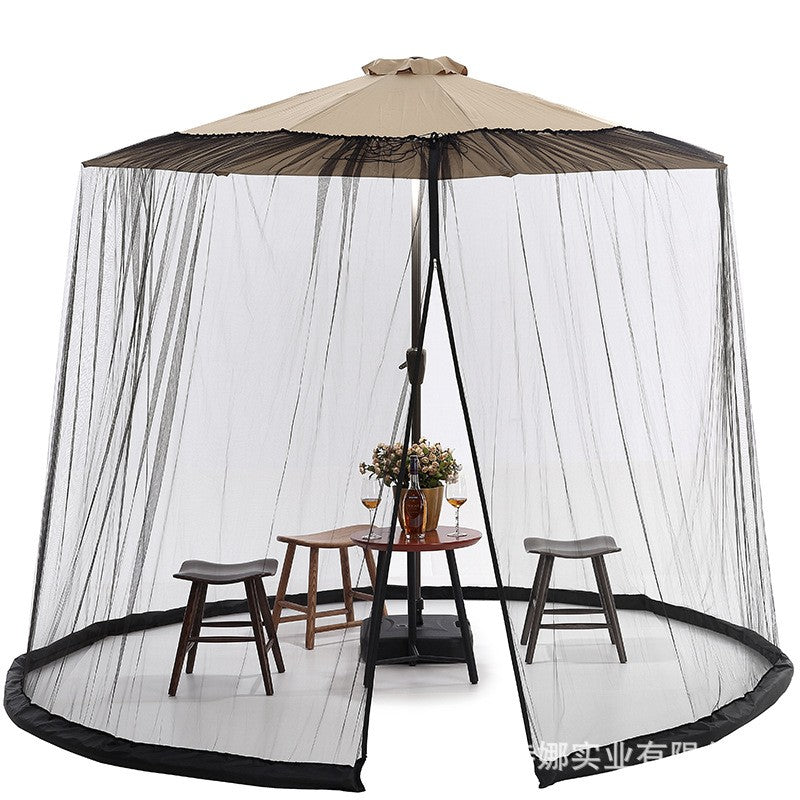 Plasa anti-tantari si insecte Kaveny, pentru umbrela de soare, inaltime 2.4 m, diametru 3.8 metri, circumferinta negru