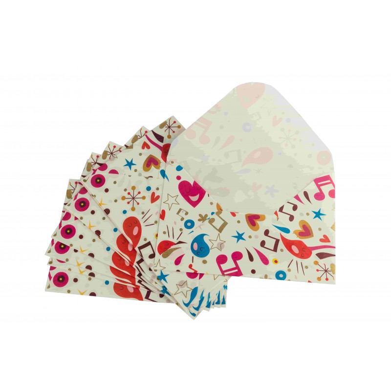 Plic color CNX, diverse culori, 110x160mm, model cu muzica, set 10 buc