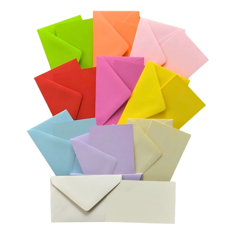 Plic + card Colorarte Fantasia, 5 culori intense si 5 culori pastel, 90x140mm, set 100 buc