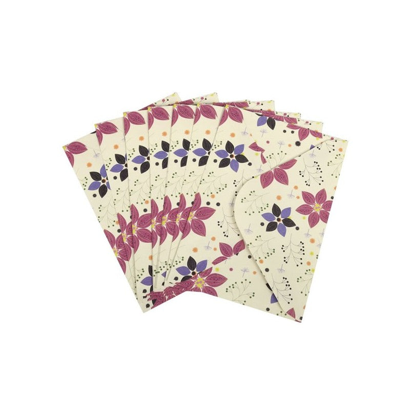 Plic color CNX, diverse culori, 110x160mm, model cu flori, set 10 buc