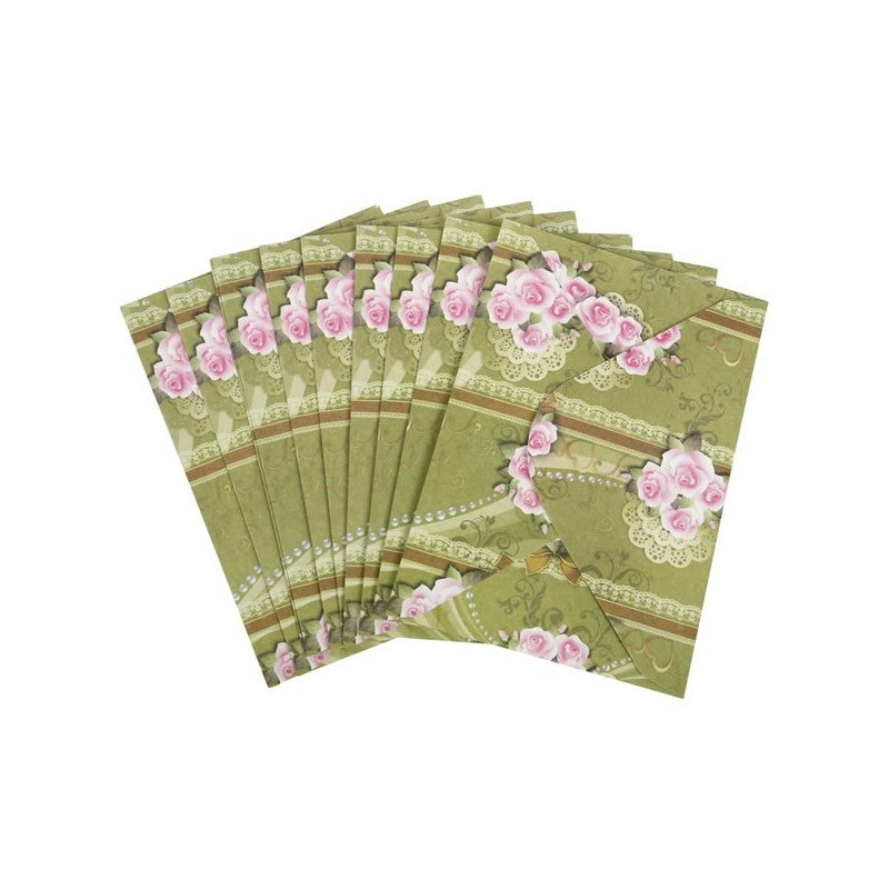 Plic color CNX, diverse culori, 110x160mm, model cu trandafir roz, set 10 buc