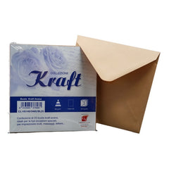 Plic color pentru invitatie Colorarte Kraft, 90g/mp, 145x145mm, set 25 buc