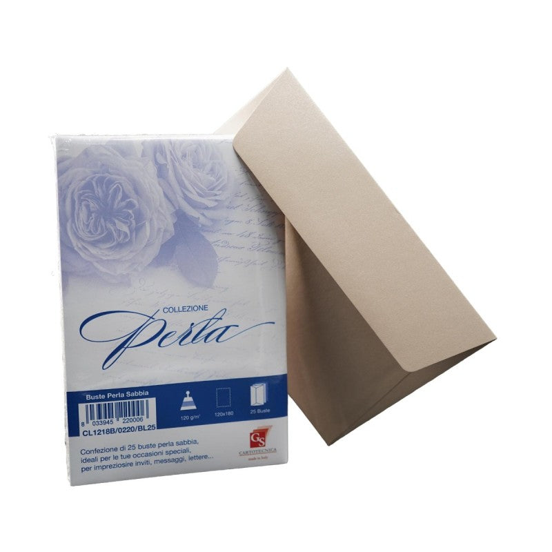 Plic color pentru invitatie Colorarte Perla, nisipiu perlat, 120g/mp, 120x180mm, set 25 buc