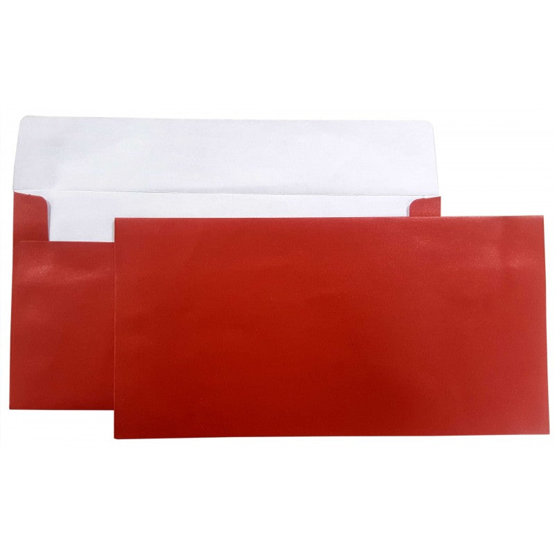 Plic color DL CNX, rosu metalizat, 120g/mp, 110x220mm, autoadeziv, set 10 buc