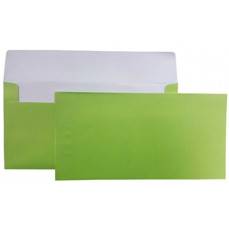 Plic color DL CNX, verde fistic metalizat, 120g/mp, 110x220mm, autoadeziv, set 10 buc