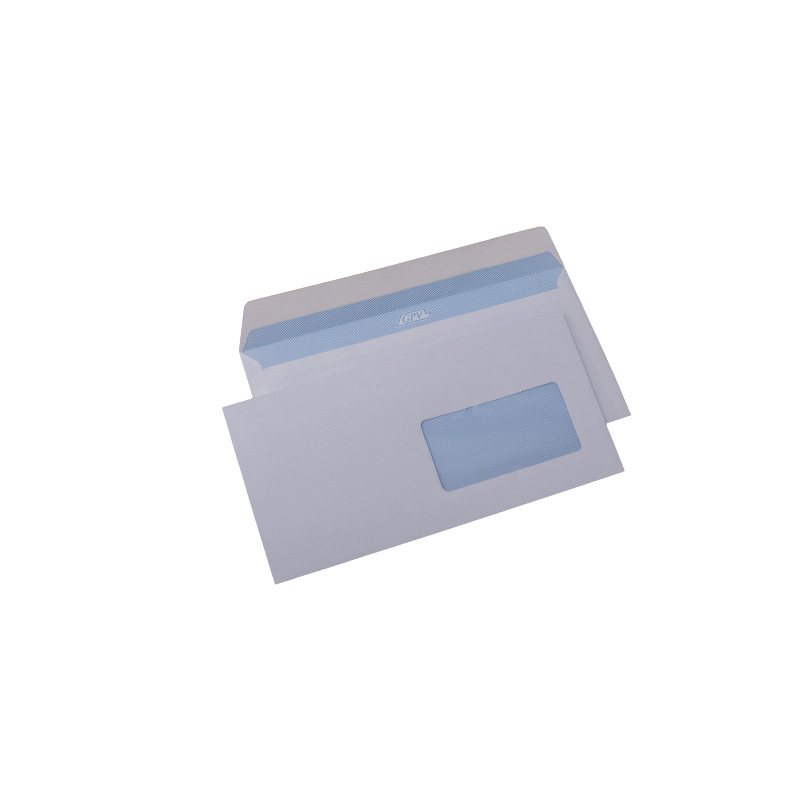 Plic cu fereastra DL GPV 122343, alb, 80g/mp, 110x220mm, siliconic, cu fereastra dreapta, cutie 1000 buc