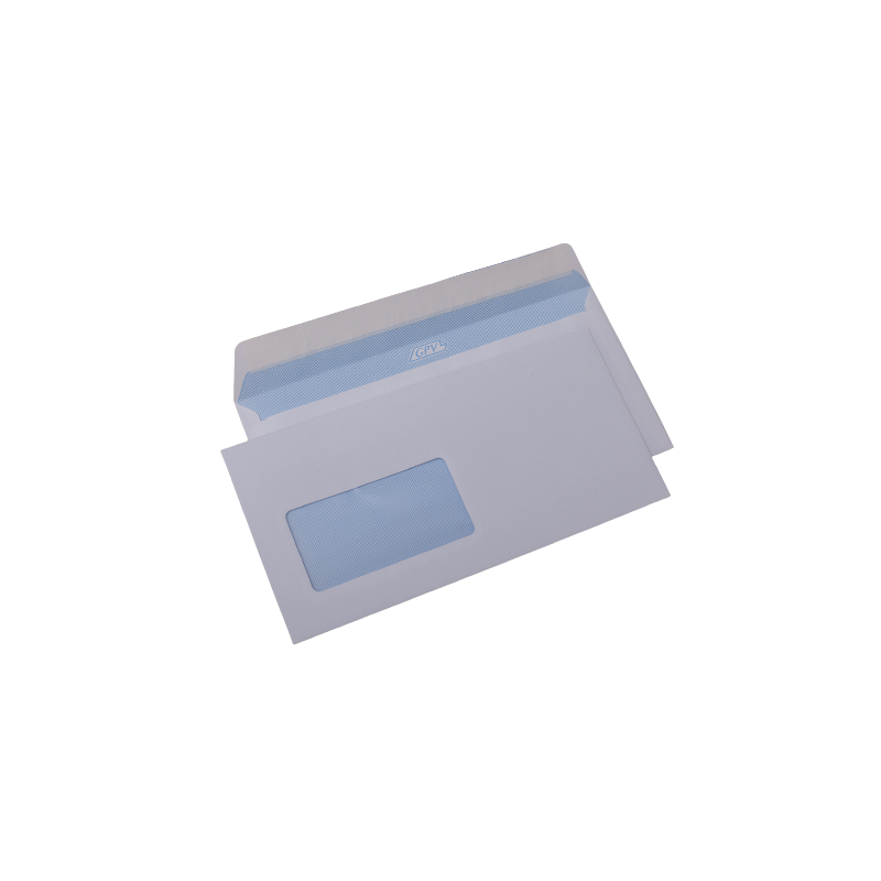 Plic cu fereastra DL GPV 122353, alb, 80g/mp, 110x220mm, siliconic, cu fereastra stanga, cutie 1000 buc