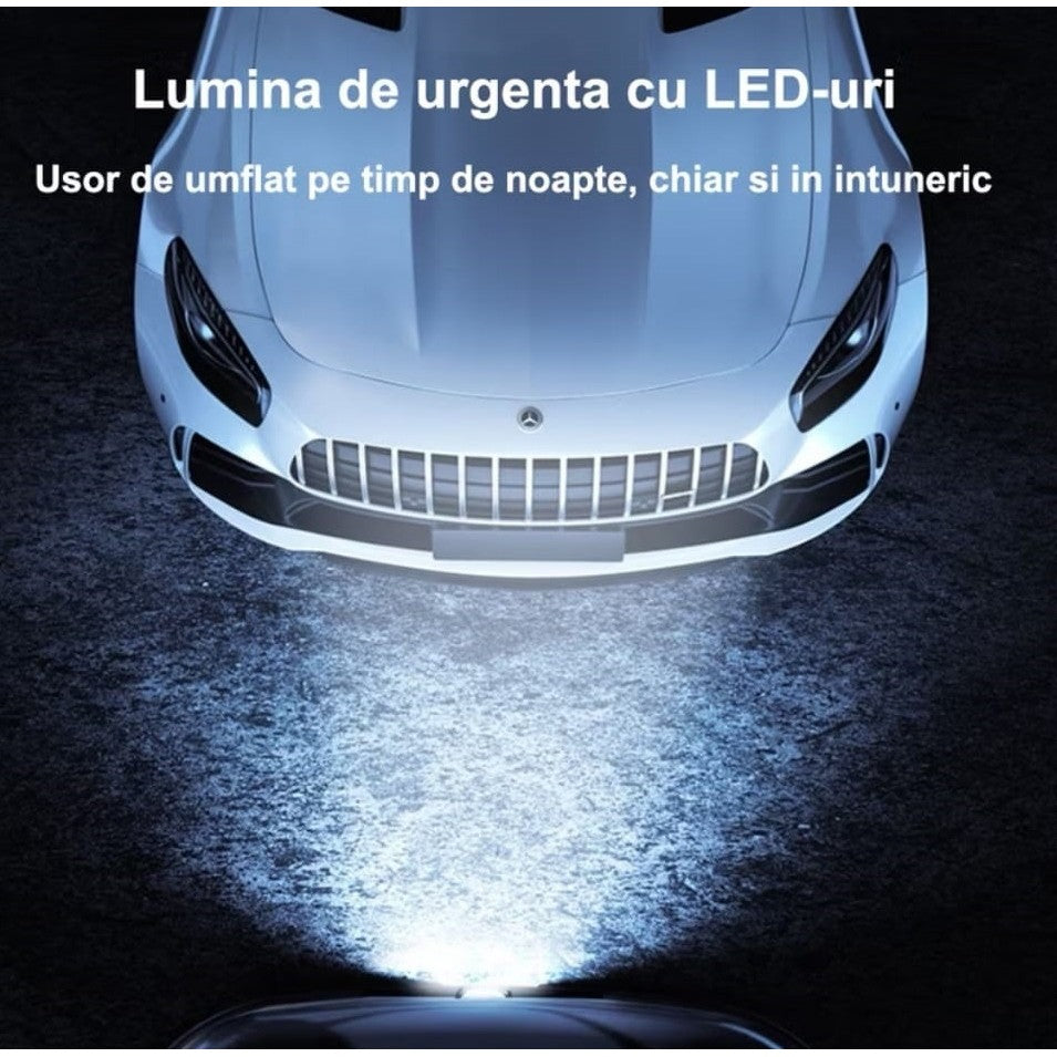 Pompa de Aer Wireless, Kadeny, Portabila, 150 PSI, Pentru Anvelope si Mingi, Baterie 2000 mAh, Afisaj Digital, 12.7 x 8.5 cm, Negru