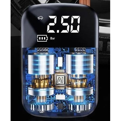 Pompa de Aer Wireless, Kadeny, Portabila, 150 PSI, Pentru Anvelope si Mingi, Baterie 2000 mAh, Afisaj Digital, 12.7 x 8.5 cm, Negru