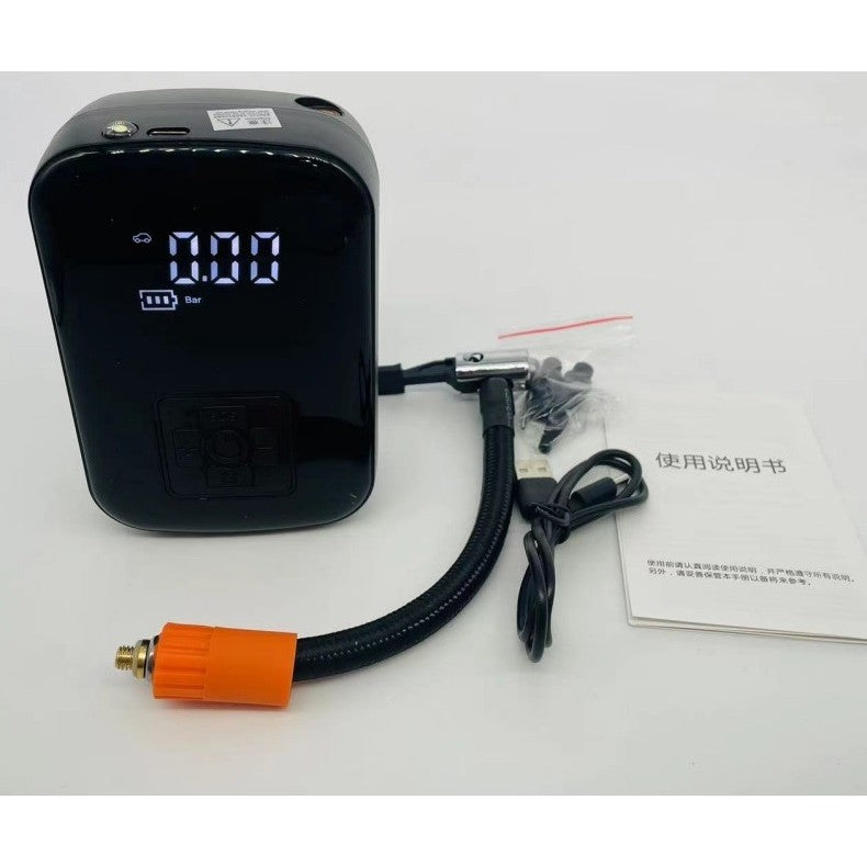 Pompa de Aer Wireless, Kadeny, Portabila, 150 PSI, Pentru Anvelope si Mingi, Baterie 2000 mAh, Afisaj Digital, 12.7 x 8.5 cm, Negru