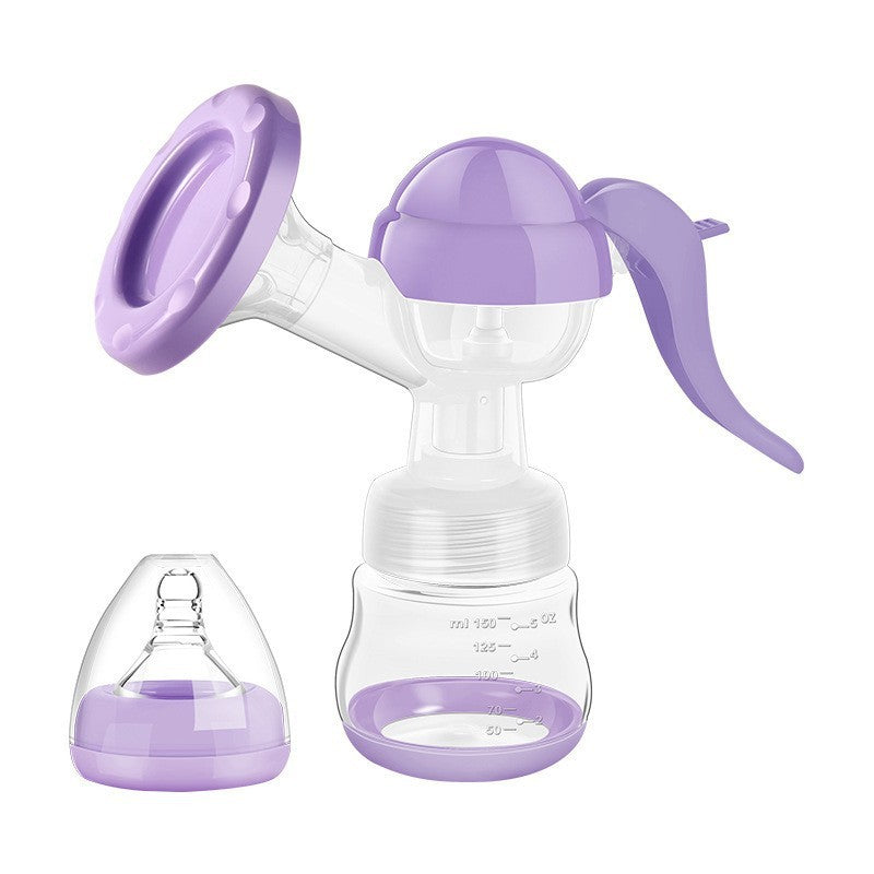Pompa de San Manuala Multifunctionala, Kaveny, Portabila, cu Tetina pentru Biberon, Anti-Scurgere, Anti-Reflux, 17x18 cm, 150 mL, Silicon, Recipient Transparent, Mov