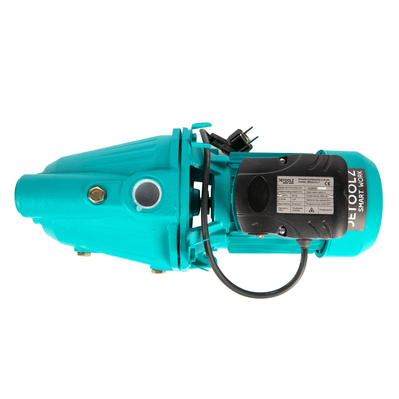 Pompa de suprafata Detoolz 0.75 kW, debit 2800l/h, inaltime de pompare 43m, carcasa pompa fonta