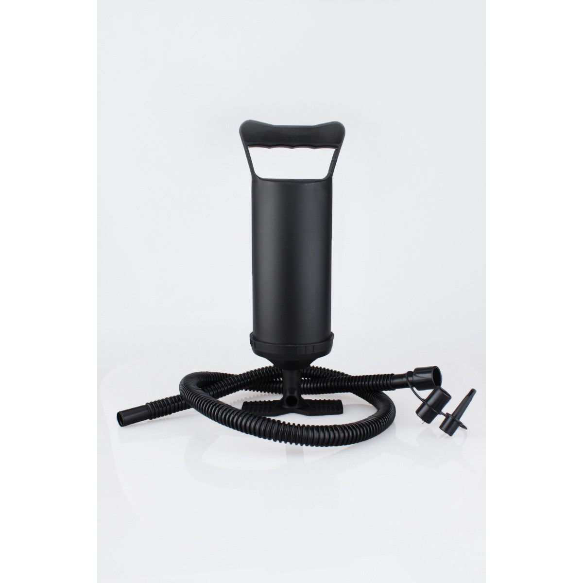 Pompa manuala pentru umflat obiecte gonflabile , colace , saltele , cu 3 adaptori pentru interconectare si furtun, negru, Kaveny