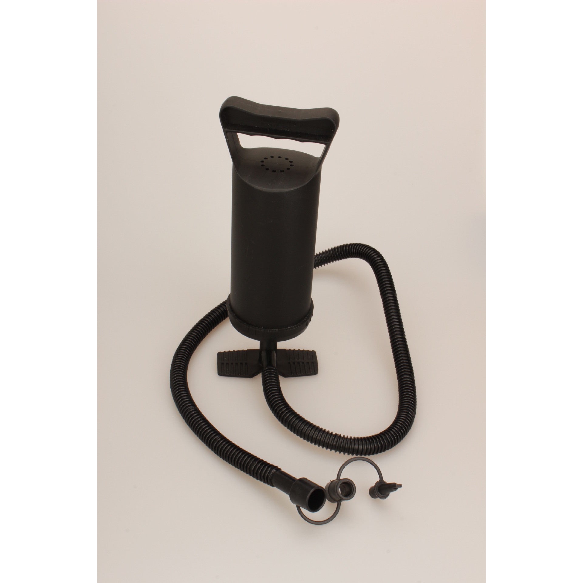 Pompa manuala pentru umflat obiecte gonflabile , colace , saltele , cu 3 adaptori pentru interconectare si furtun, negru, Kaveny