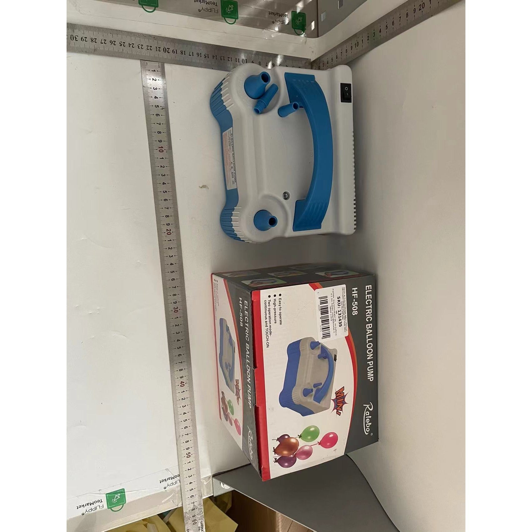 Pompa Electrica de Umflat Baloane, Kadeny, cu Doua Iesiri, 220V, Putere 700W, Accesorii petrecere, Albastru-Gri