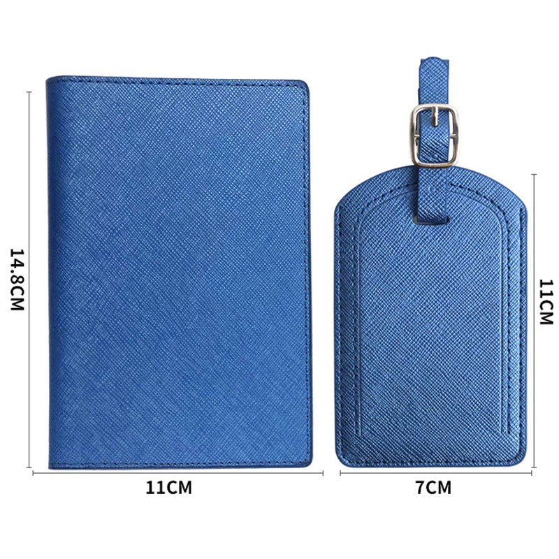 Portofel pentru Pasaport si Carduri, Kaveny, 23x16 cm, 70g, din Piele PU, Suport Pix, Accesoriu Suport Eticheta, Unisex, Multifunctional, Albastru