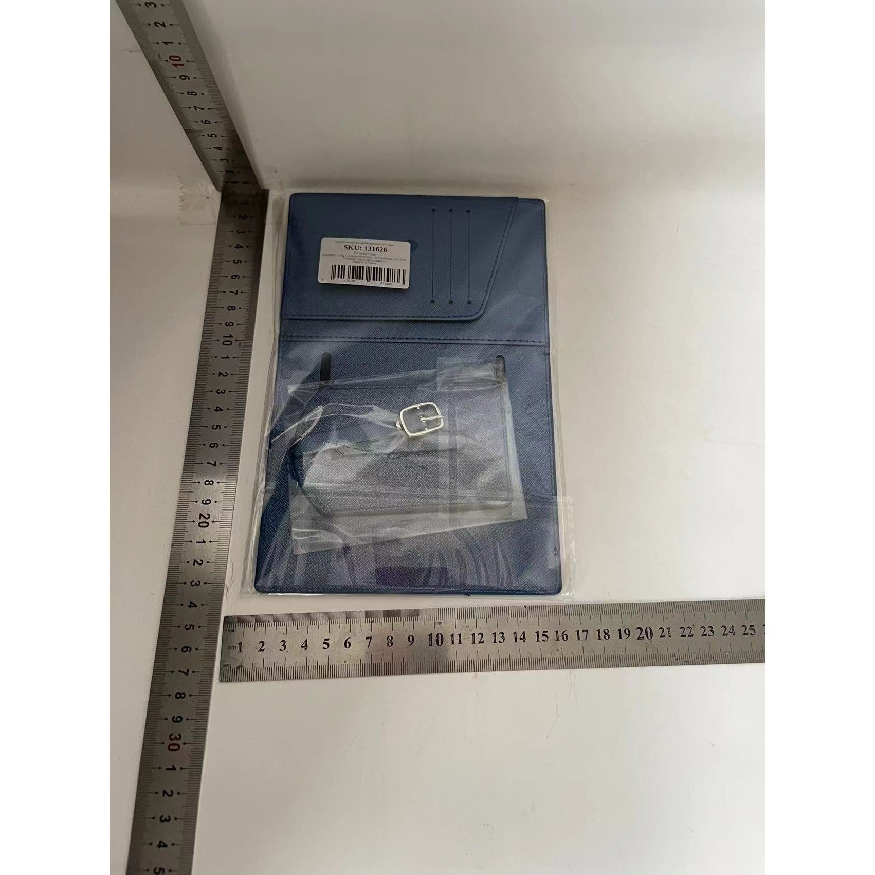 Portofel pentru Pasaport si Carduri, Kaveny, 23x16 cm, 70g, din Piele PU, Suport Pix, Accesoriu Suport Eticheta, Unisex, Multifunctional, Albastru