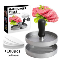 Presa manuala pentru burgeri Kadeny, material ABS si aluminiu, forma si presa, usor de curatat si folosit, 11.7 x 8.5 cm, gri