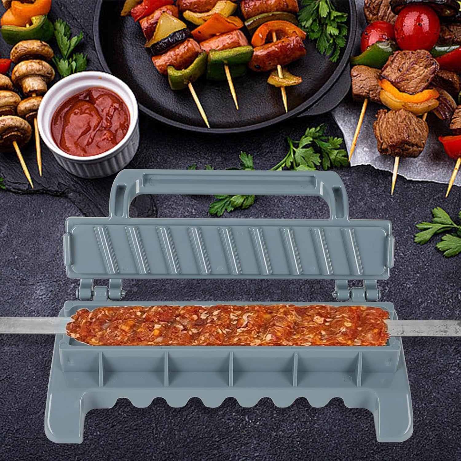Presa pentru Carne, Kadeny, pentru Kebab, cu Maner, din ABS, 29 x 7.5 x 2.6 cm, Gri