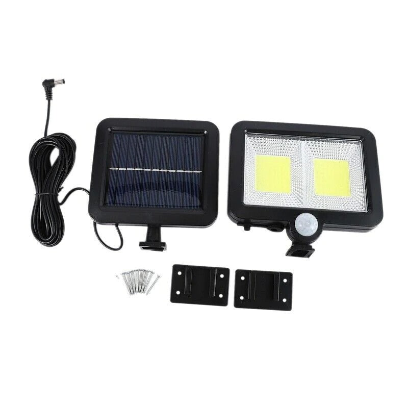 Lampa solara Kaveny cu senzor de miscare, 108 COB LED, 2 grile, ip65, negru